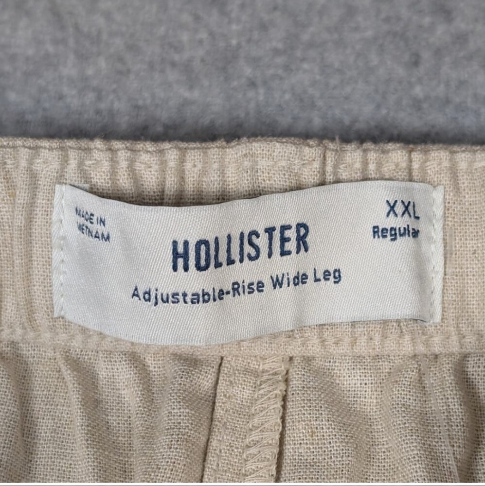 NWT Hollister Tan Linen Blend Wide Leg Elastic Waist Pants XXL - Picture 5 of 14